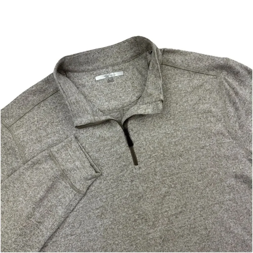 Greg Norman 1/4 Zip Pullover Mens XL Tan Golf Sweater Stretch Knit